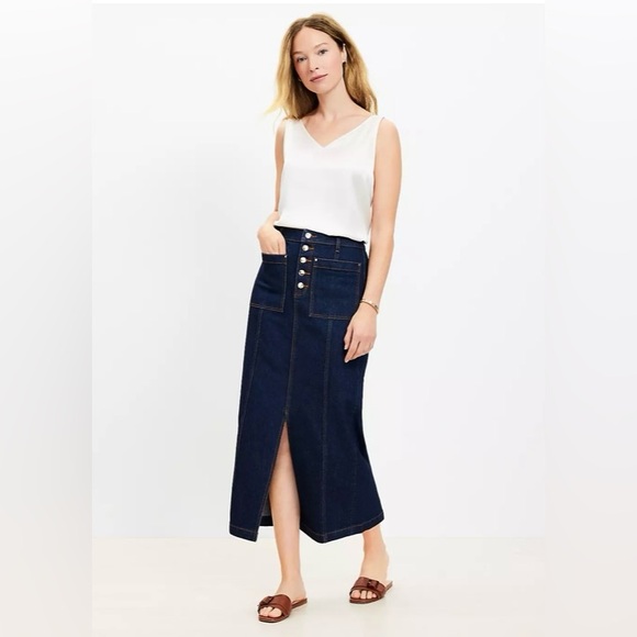 LOFT Dresses & Skirts - LOFT Denim Pocket Midi Skirt